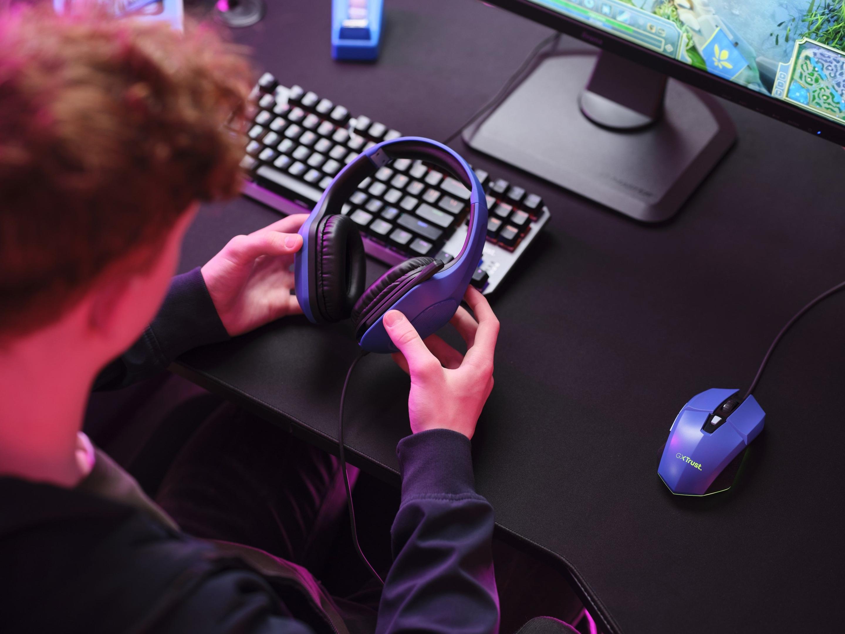 Headset Gaming TRUST GAMING GXT 415B Zirox (Binaural - Com fios - Circum-aural - Azul), miniatura 8