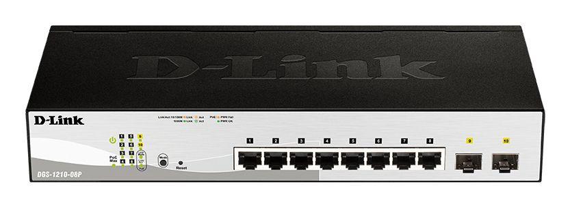 Switch D-LINK DGS-1210-08P/E (Gigabit Ethernet - 6 MB - 20 Gbit/s - Preto)