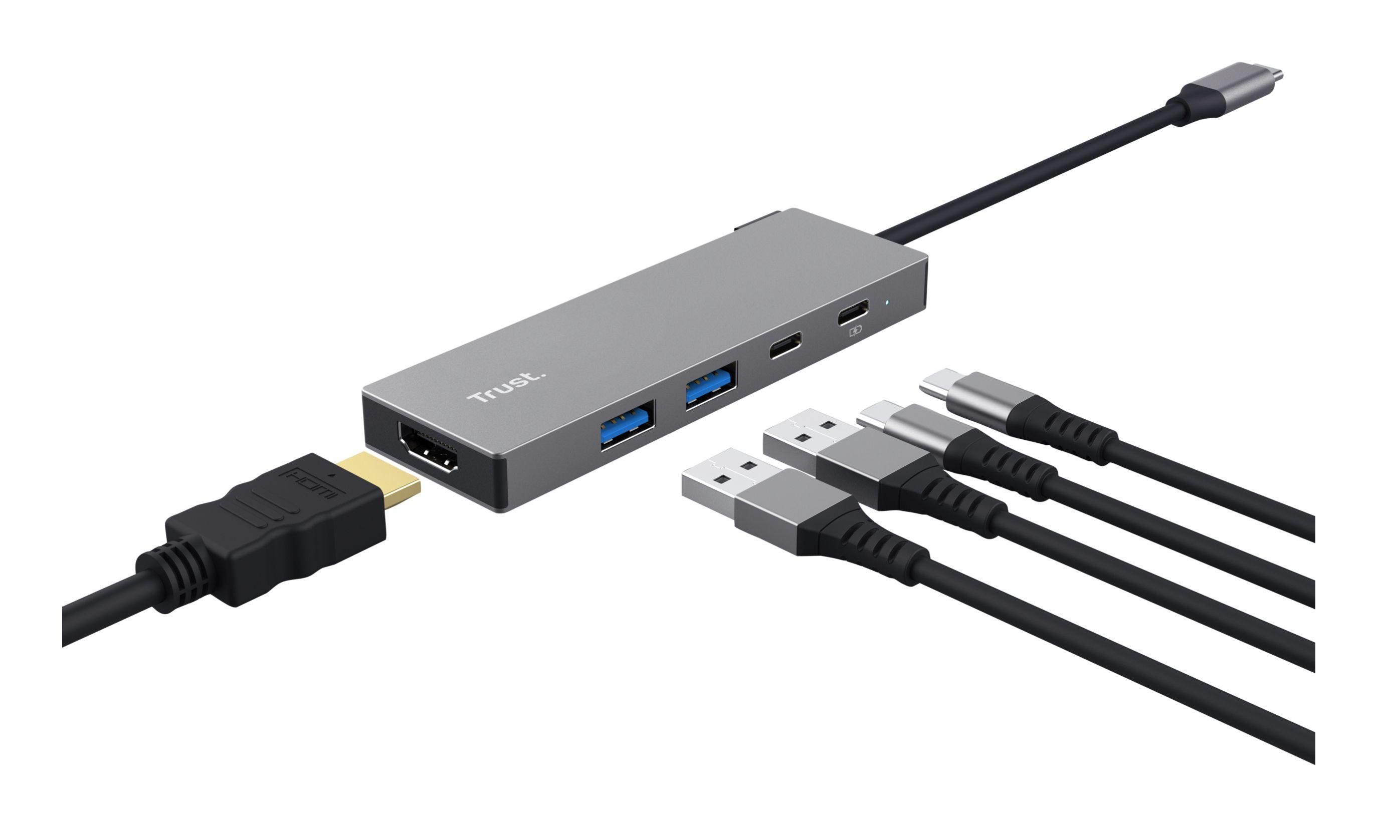 Hub USB-C TRUST Dalyx 26062 (0,1 m - USB Type-C - Cinzento) — miniatura 2