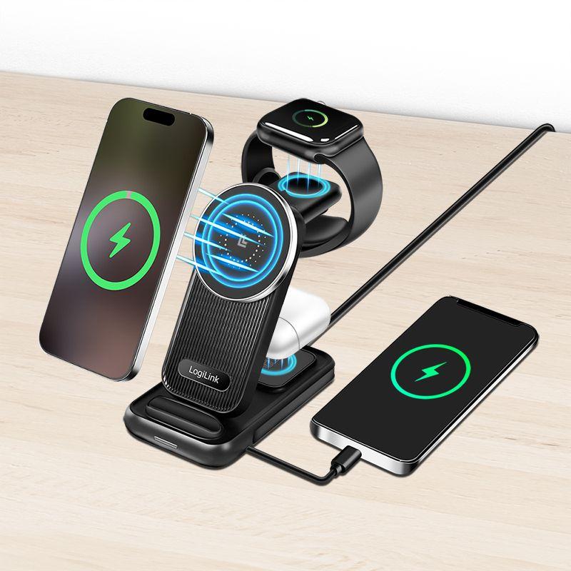 Estação de Carregamento Sem Fios LOGILINK PA0292 (20,5 W - Apple - Preto), miniatura 2