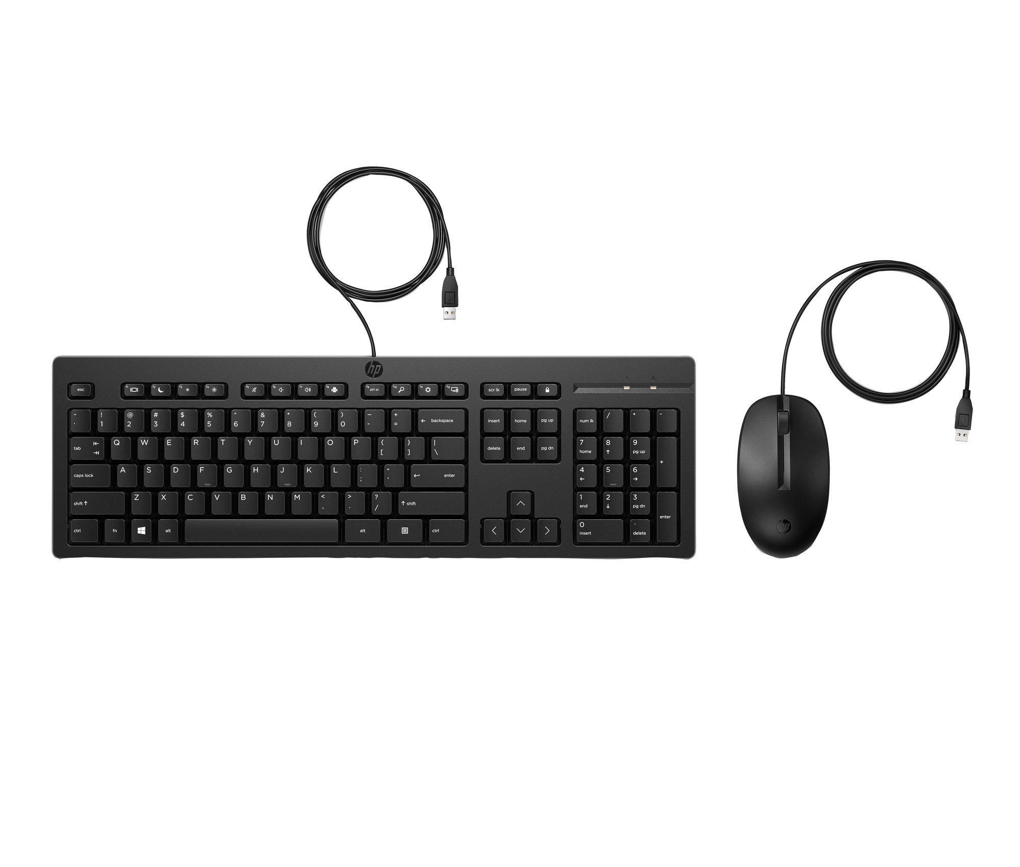 Conjunto de Teclado e Rato HP Combo 225 (Plunger - Tamanho completo - USB - Preto)