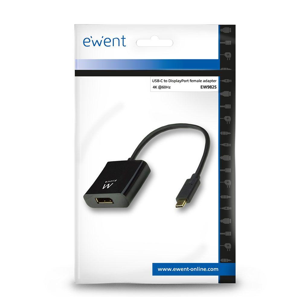 Adaptador USB-C para DisplayPort EWENT EW9825 (0,15 m - USB Type-C - DisplayPort - Preto), miniatura 4