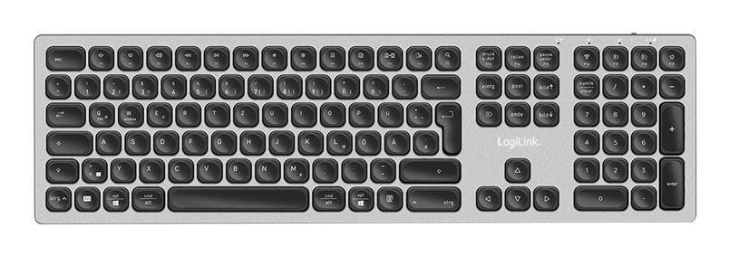 Teclado LOGILINK ID0213 (Alemão - Tamanho completo - RF Wireless + Bluetooth - Cinzento)