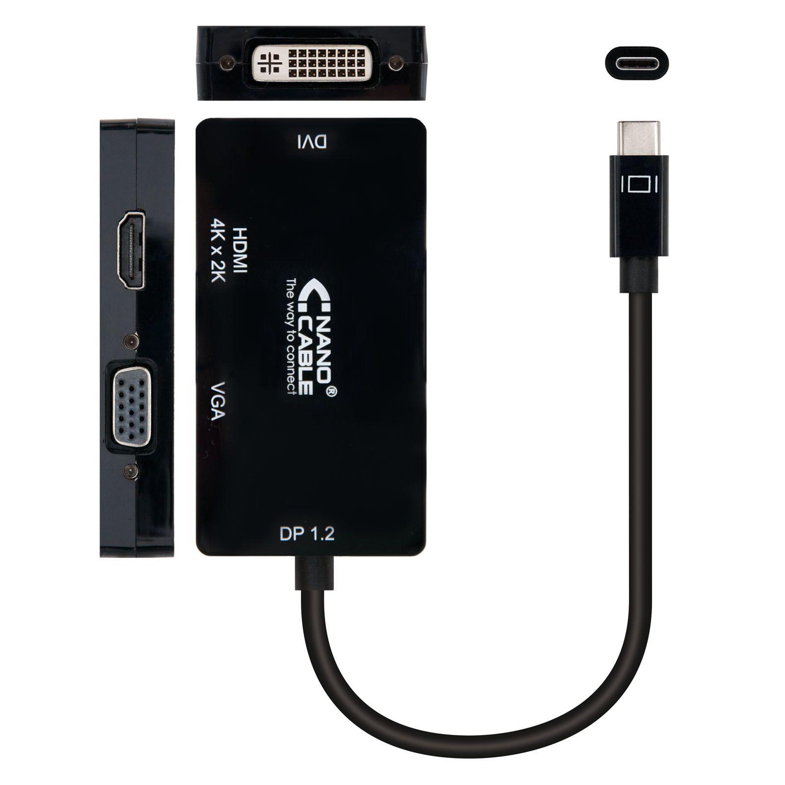 Adaptador Multiporta NANOCABLE 10.16.4301-BK (0,1 m - VGA - USB Type-C - Preto) — miniatura 2