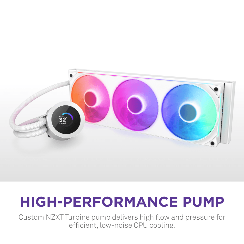 Sistema de Refrigeração Líquida AIO NZXT Kraken Plus 360 RGB (2400 RPM - Multi - 8 pinos - Branco), miniatura 4