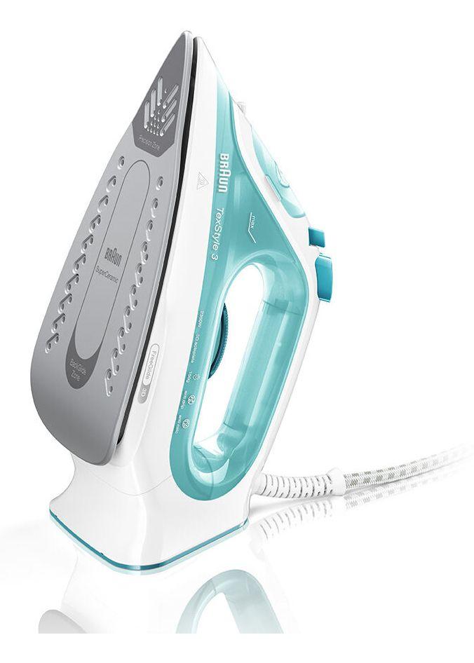 Ferro de Engomar a Vapor BRAUN TexStyle 3 SI3041GR (2350 W - 0,27 l - Base de cerâmica - Turquesa e Branco), miniatura 2