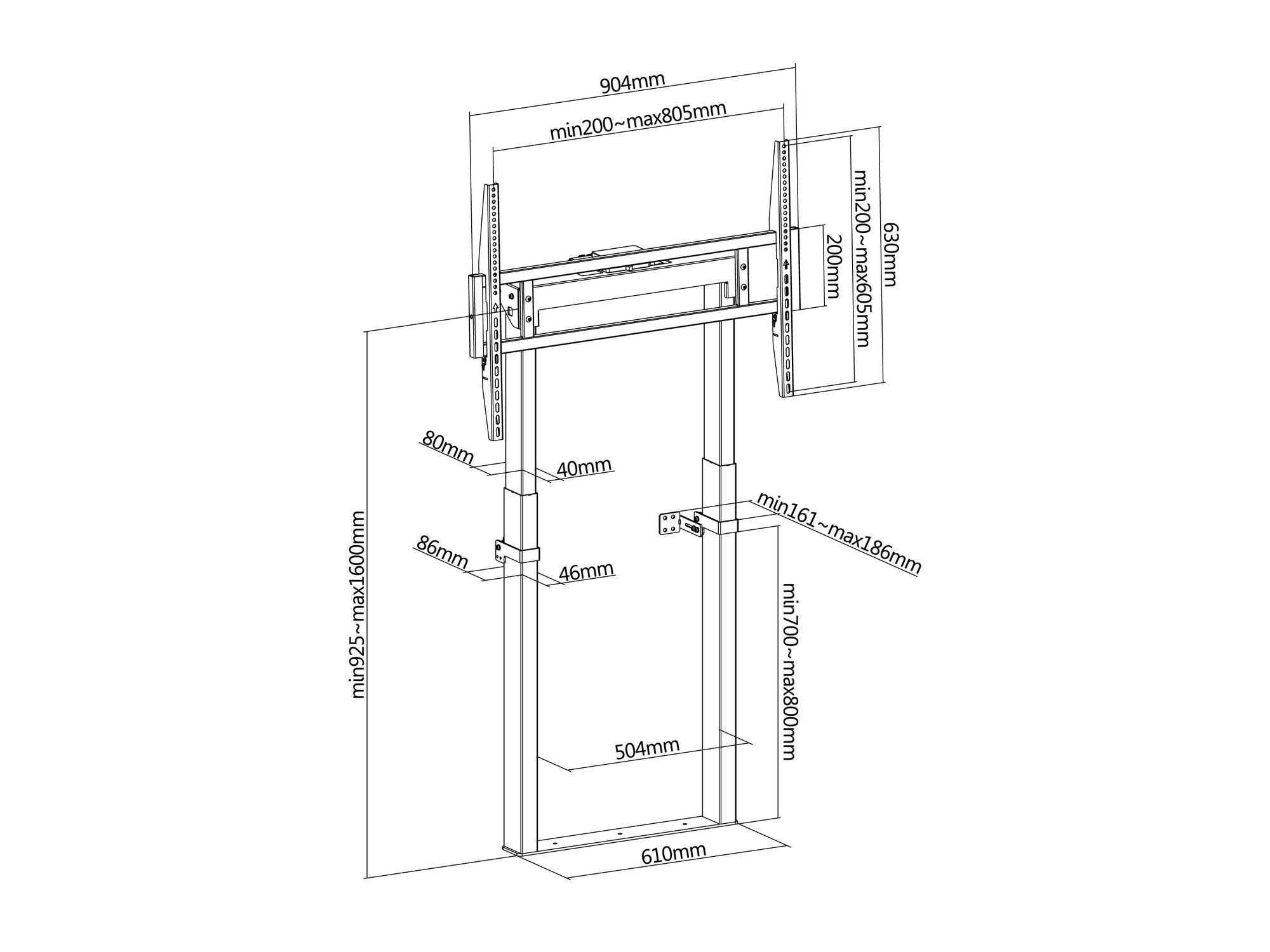 Suporte de Parede Motorizado para TV EQUIP 650347 (55"-100" - 120 kg - Preto), miniatura 9