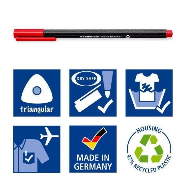 Canetas Fineliner STAEDTLER triplus rPP 334 C12 (Plástico reciclado - Multicor), miniatura 4