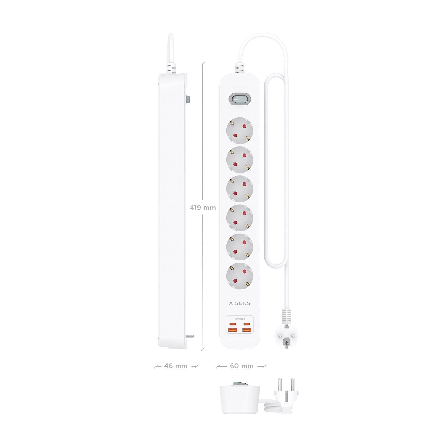 Extensão Elétrica AISENS ASPS-2A2C16-W (Cobre - Branco) — miniatura 4