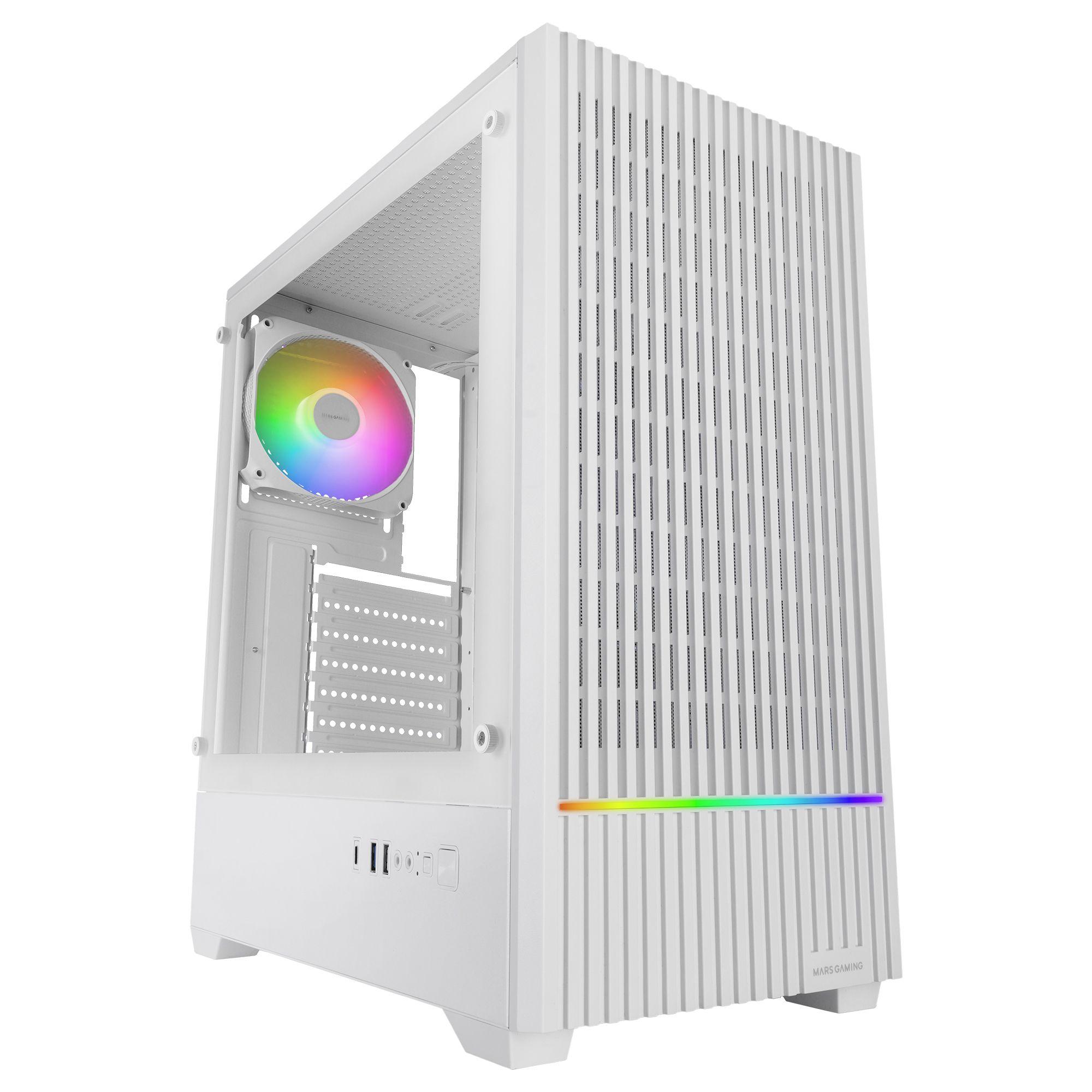 Caixa de Computador MARS GAMING MC-QUANTUMW (ATX, Micro ATX, Mini-ITX - Midi Tower - Vidro temperado - Branco)
