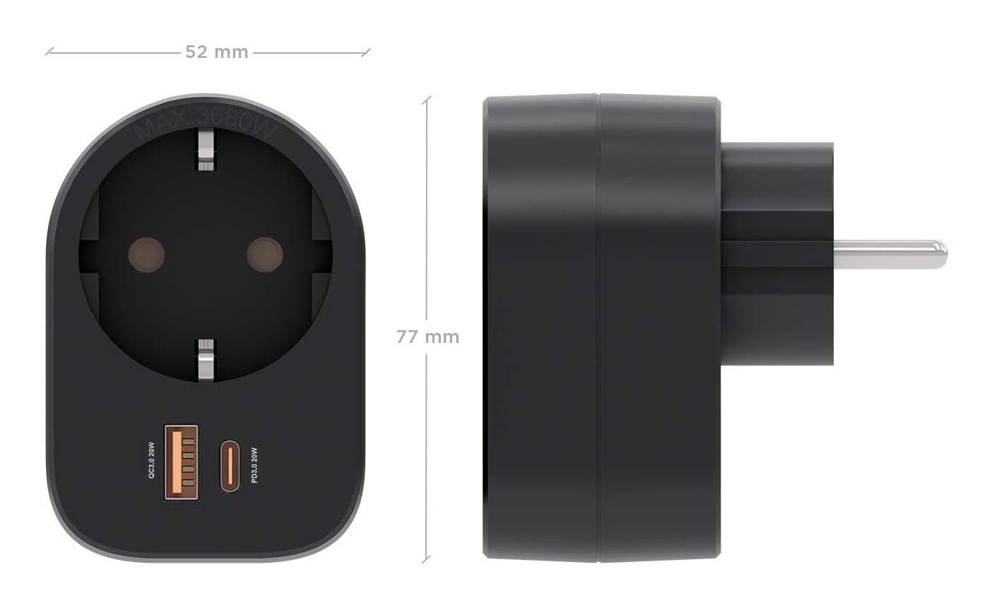 Tomada de Parede AISENS ASPS-1A1C07-BK (3680 W - Até 20 W - Preto), miniatura 4