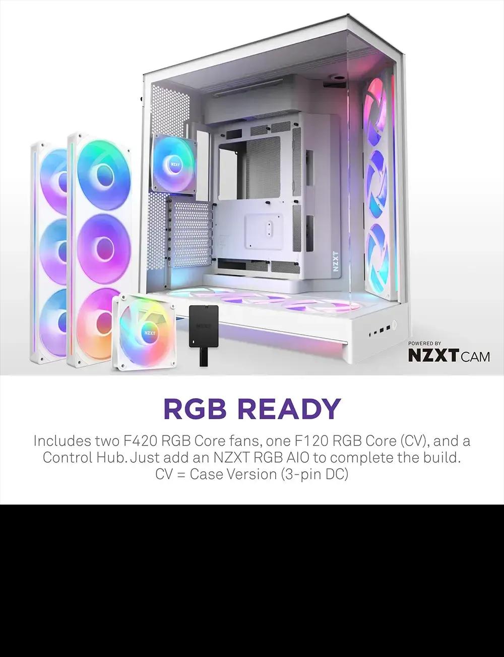 Caixa PC NZXT H9 Flow RGB+ (2025) (EATX, ATX, micro-ATX, Mini-ITX - Mid Tower - EATX, Mini-ITX, ATX, micro-ATX - Branco) — miniatura 5