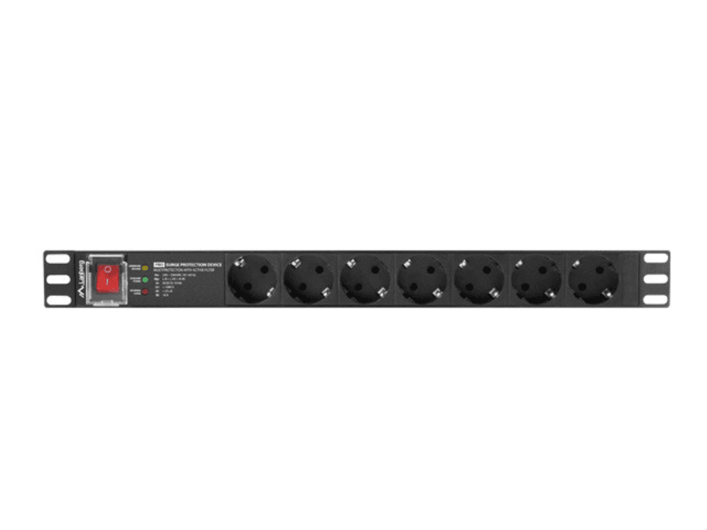 Bloco de Tomadas para Rack LANBERG PDU-PRO-07F-0200-BK (Tipo F - Preto)