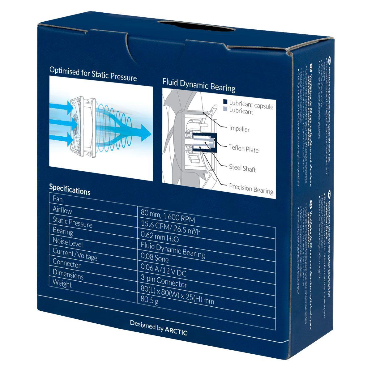 Ventoinha para Caixa de Computador ARCTIC P8 Silent (Não suportado - Preto), miniatura 7
