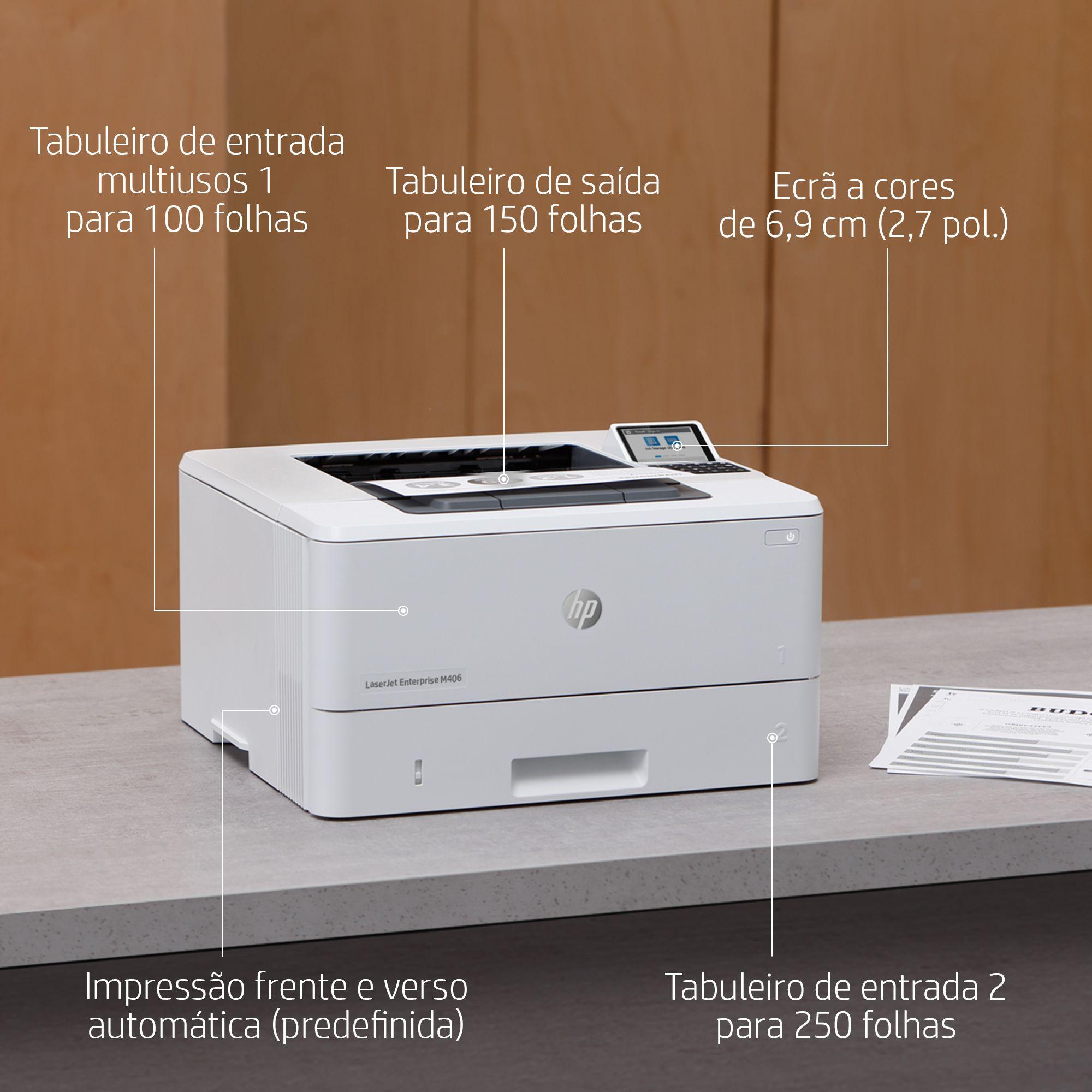 Impressora Laser HP LaserJet Enterprise M406dn (A4 - Impressão a preto e branco - 350 folhas - Branco) — miniatura 9
