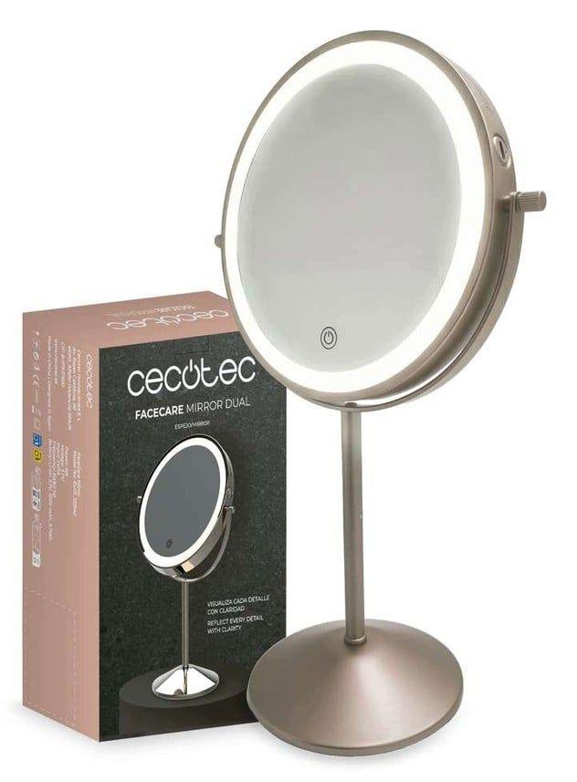 Espelho de Maquilhagem CECOTEC FaceCare Mirror Dual 122543 (Ampliação 10x - LED com 3 níveis)