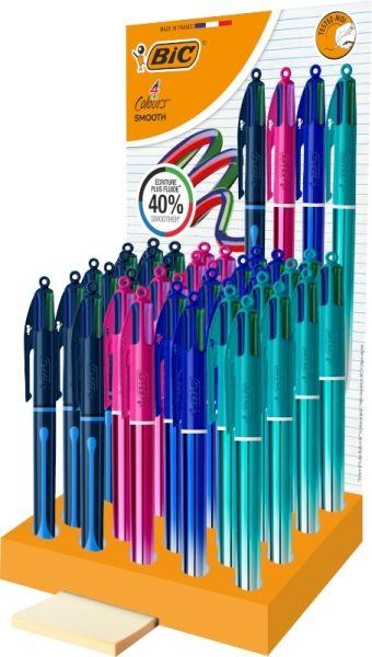Expositor de Canetas BIC 4 Colours Smooth Gradient e Drop 525806 (36 Canetas - Ponta Média 1,0 mm - 4 Cores)