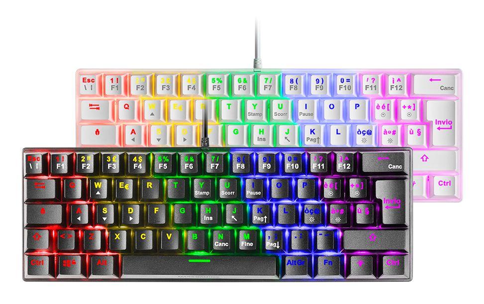 Teclado Gaming Mecânico MARS GAMING MK60 (Italiano - Interruptor de chave mecânico - 60% - Preto)