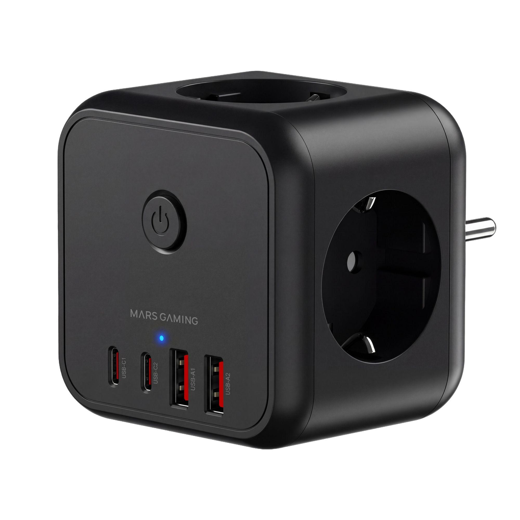 Carregador de Parede e Distribuidor de Energia MARS GAMING MDCUBE20 (Preto)