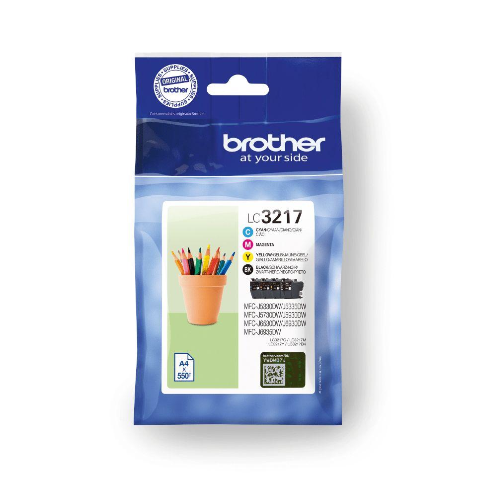 Pack de Tinteiros BROTHER LC3217VAL (550 páginas - Preto, Ciano, Magenta e Amarelo)