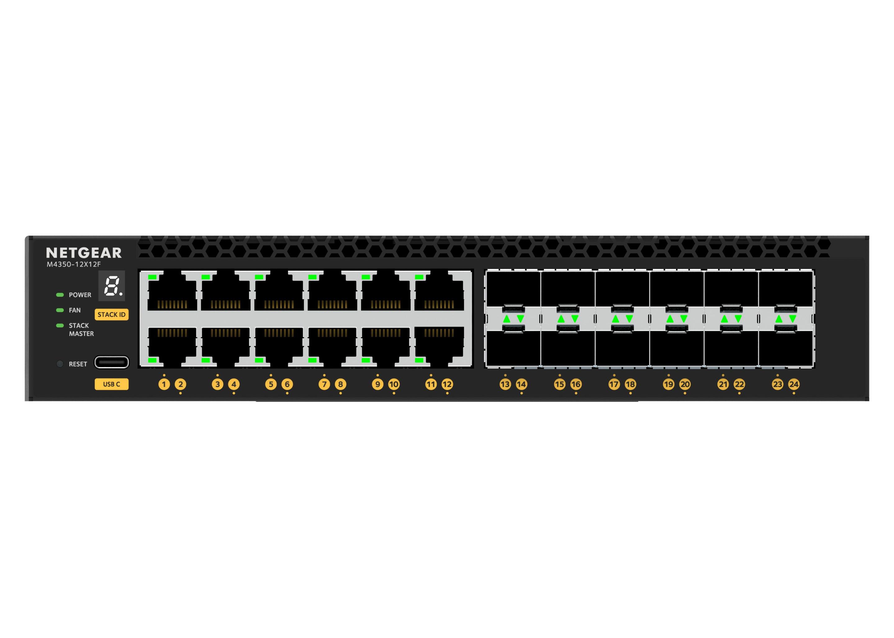 Switch NETGEAR M4350-12X12F (10G Ethernet - 32 MB - 480 Gbit/s - Preto) — miniatura 5