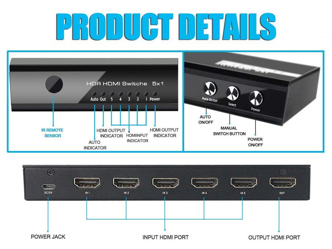 Comutador HDMI EQUIP 392943 (60 Hz - Preto), miniatura 4