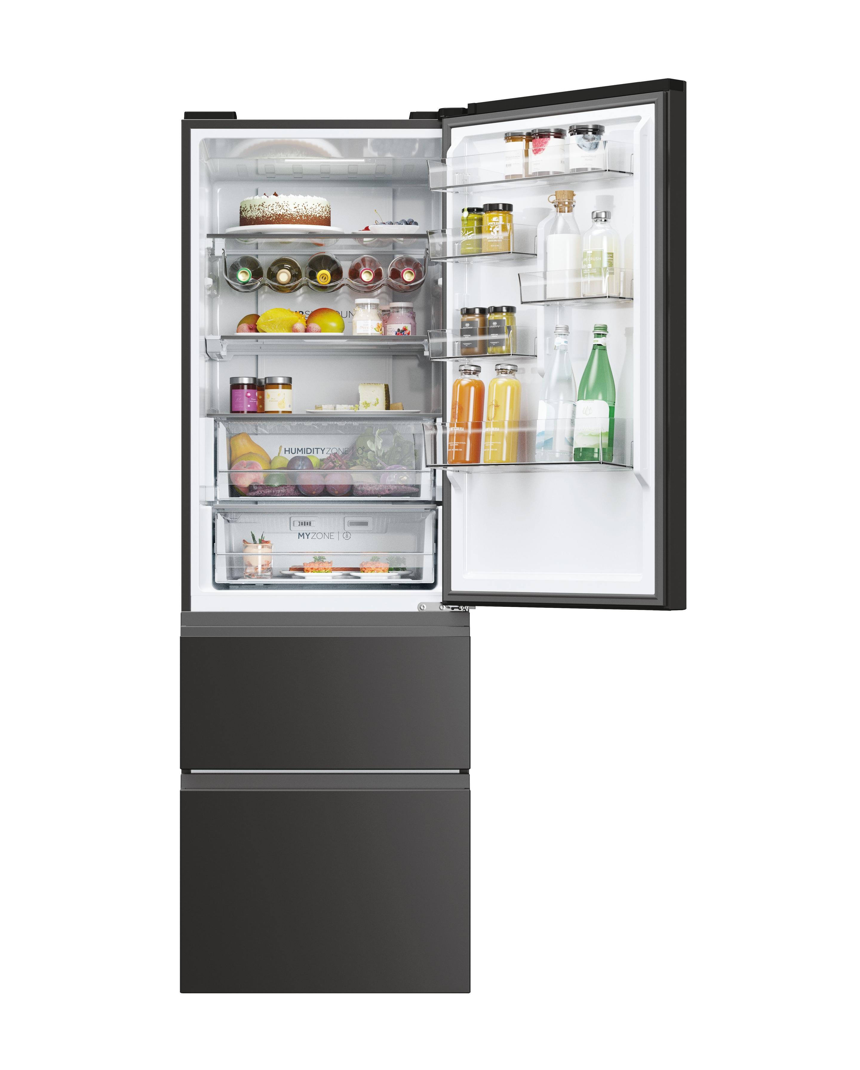 Frigorífico Combinado Independente HAIER HTW5618DNPT (360 l - hOn - 185x59,5x66,7 cm - Preto) — miniatura 2