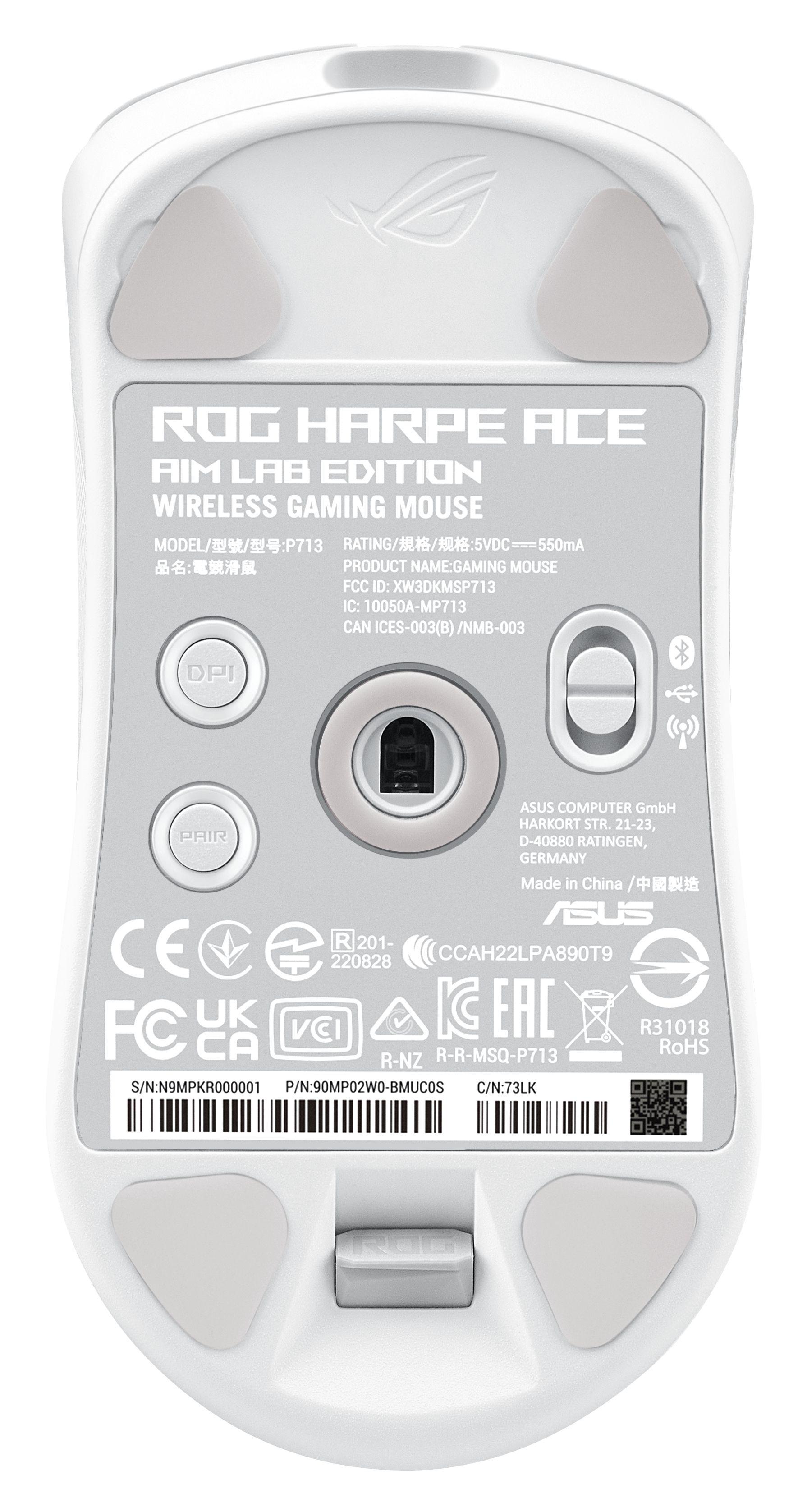 Rato ASUS ROG Harpe Ace Aim Lab Edition (Ambidestro - 36000 DPI - Opto-mecânico - Branco) — miniatura 2