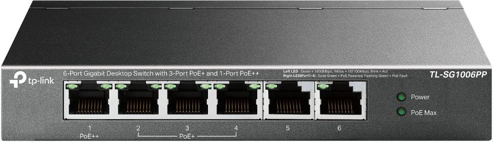 Switch TP-LINK TL-SG1006PP (Gigabit Ethernet - 12 Gbit/s - Cinzento)