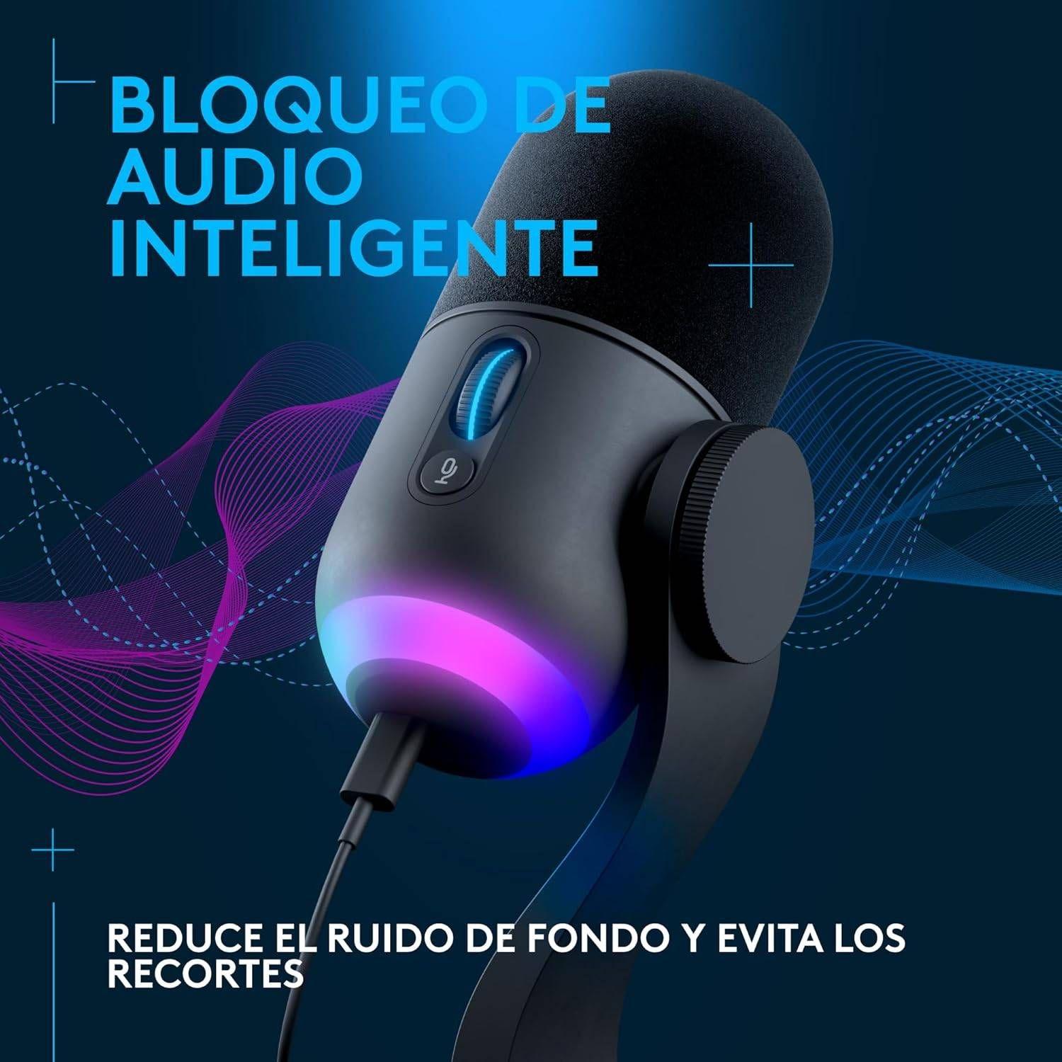 Microfone LOGITECH G Yeticaster GX (Microfone dinâmico USB - USB - LIGHTSYNC RGB - Preto) — miniatura 4