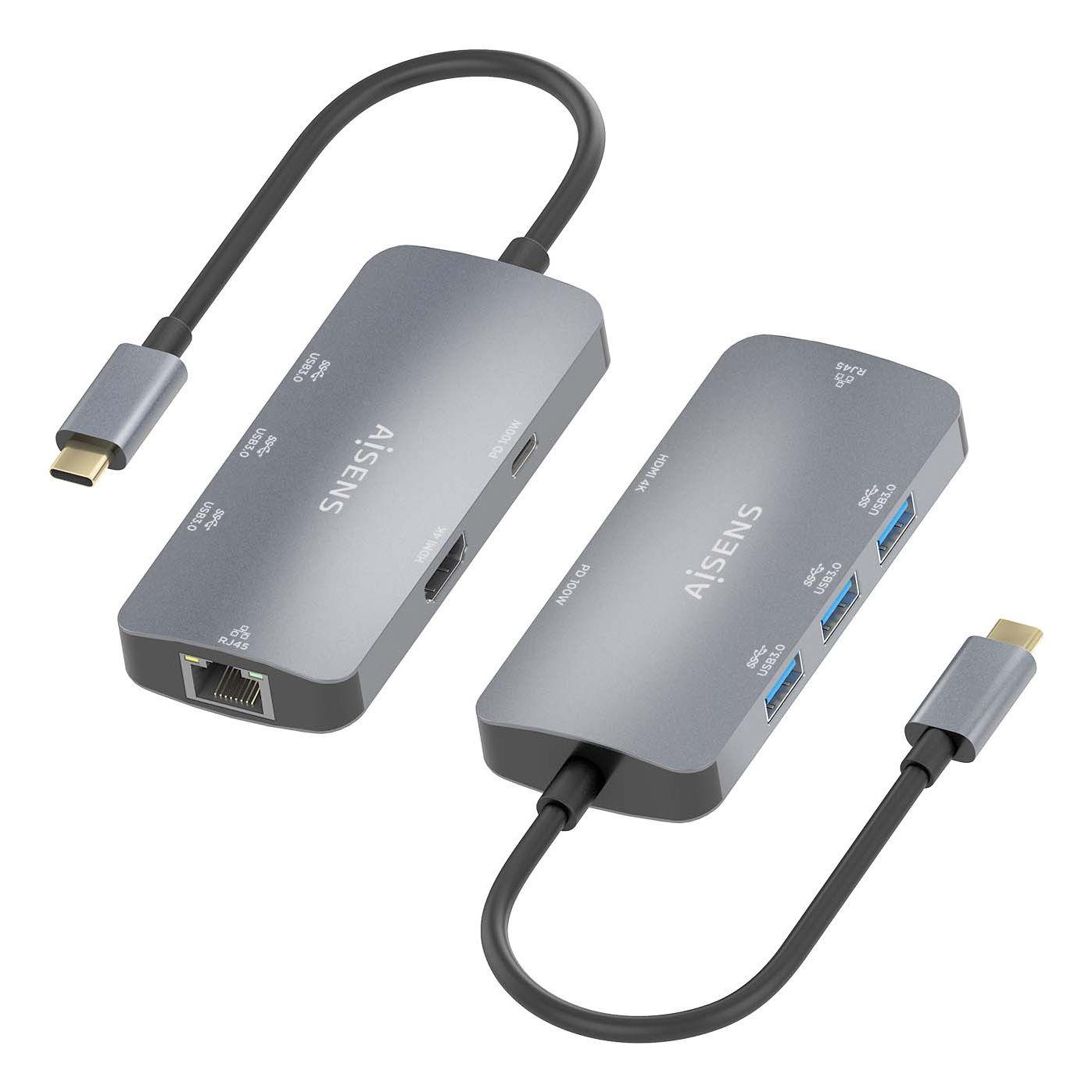 Hub USB-C AISENS ASUC-6P019-GR (0,15 m - Windows 10, Windows 11 - Cinzento) — miniatura 3