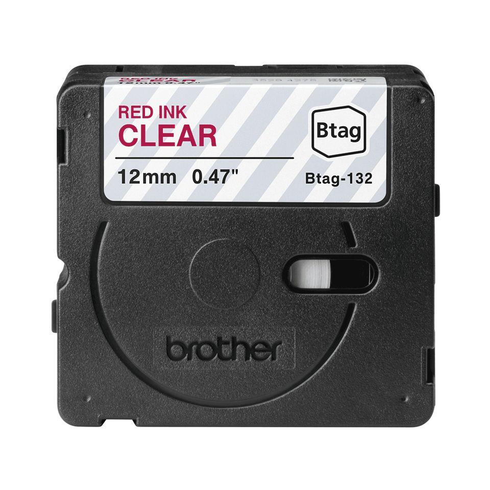 Fita de Impressão BROTHER BTAG-132 (Vermelho sobre Transparente), miniatura 2