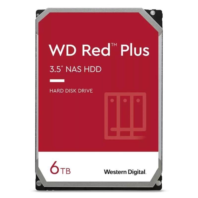 Disco Rígido Interno WESTERN DIGITAL WD Red Plus WD60EFPX (6 TB - SATA 6.0 Gb/s - 5400 RPM - Vermelho)