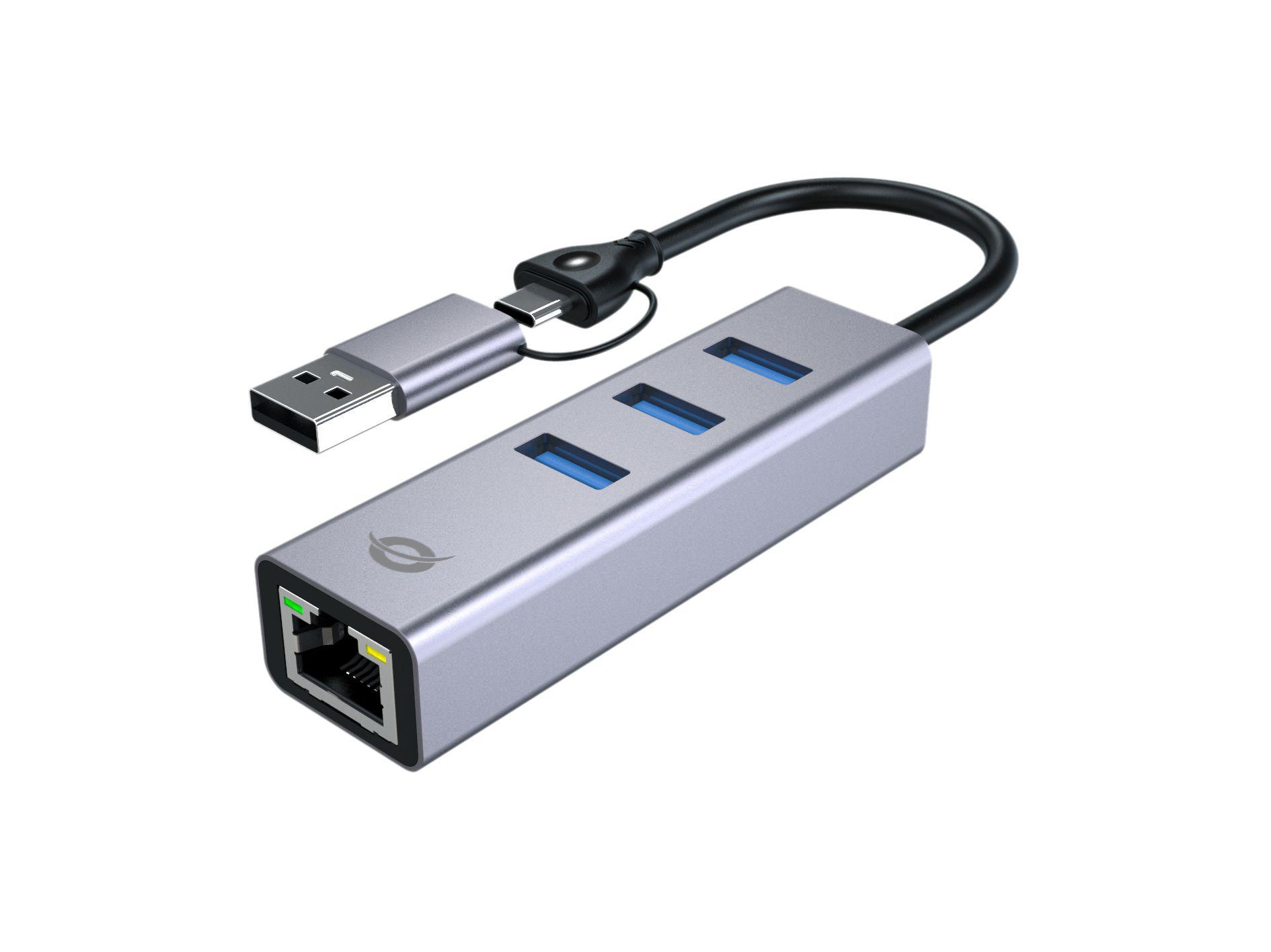 Hub USB CONCEPTRONIC ABBY25G (0,18 m - Cinzento)