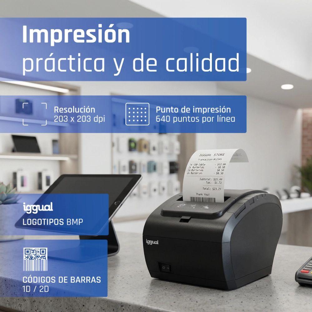 Impressora Térmica de Talões IGGUAL TP8002 (80 mm - Térmica directa - Com fios - Preto) — miniatura 2