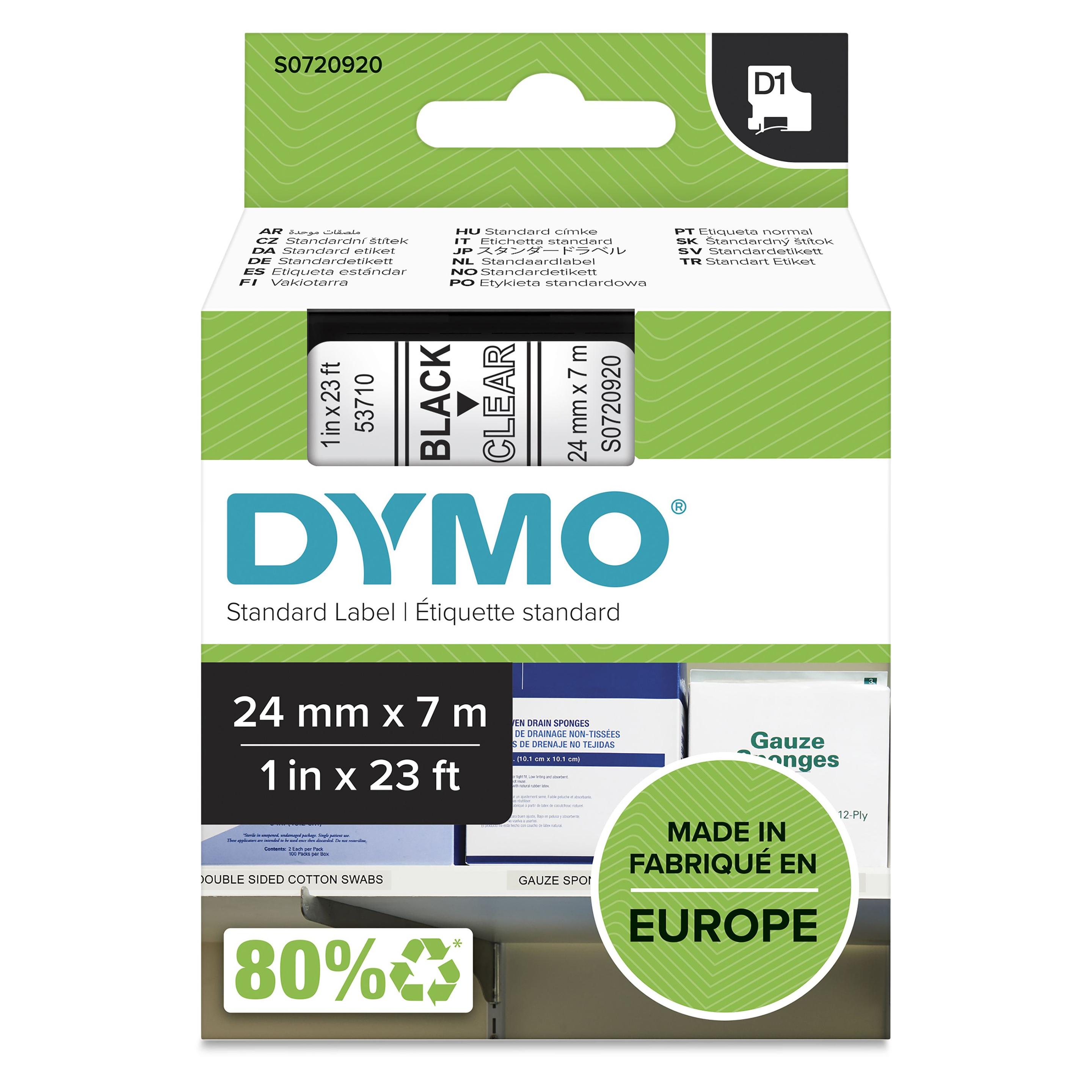 Fita de Impressão DYMO D1 53710 (Preto sobre Transparente)