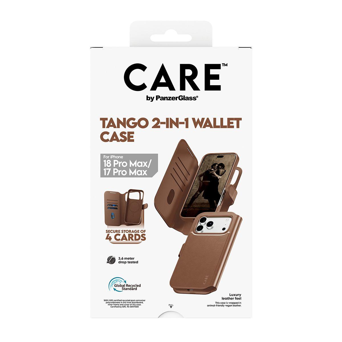 Capa Carteira para Telemóvel PANZERGLASS CARE Tango 2-in-1 Wallet Case (Castanho), miniatura 3