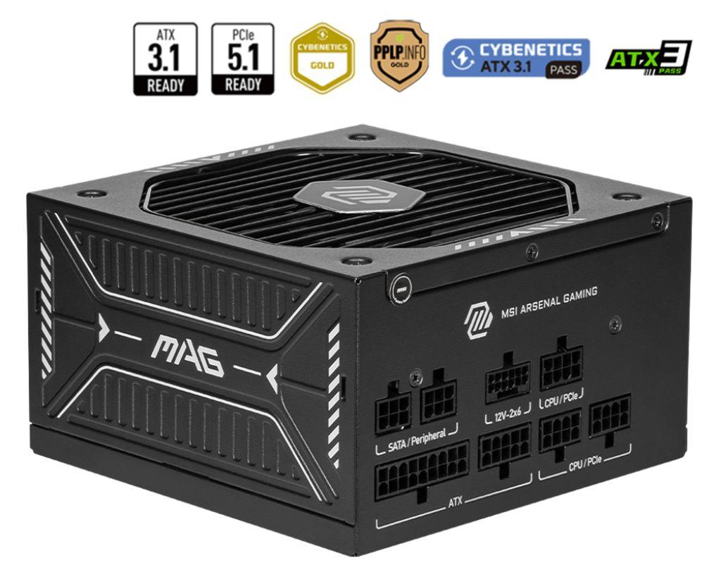 Fonte de Alimentação MSI MAG A750GLS PCIE5 (ATX - 750 W - 80 PLUS Gold - Preto)