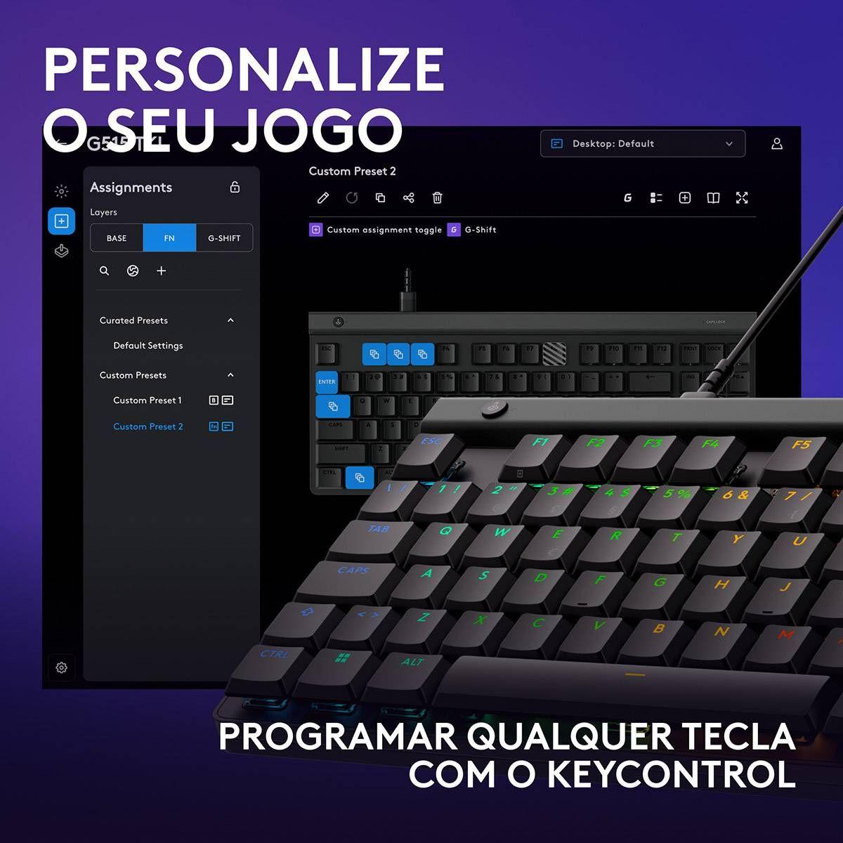 Teclado LOGITECH G515 TKL Wired (Inglês - Logitech GL Tactile - Sem teclado numérico - Preto) — miniatura 6