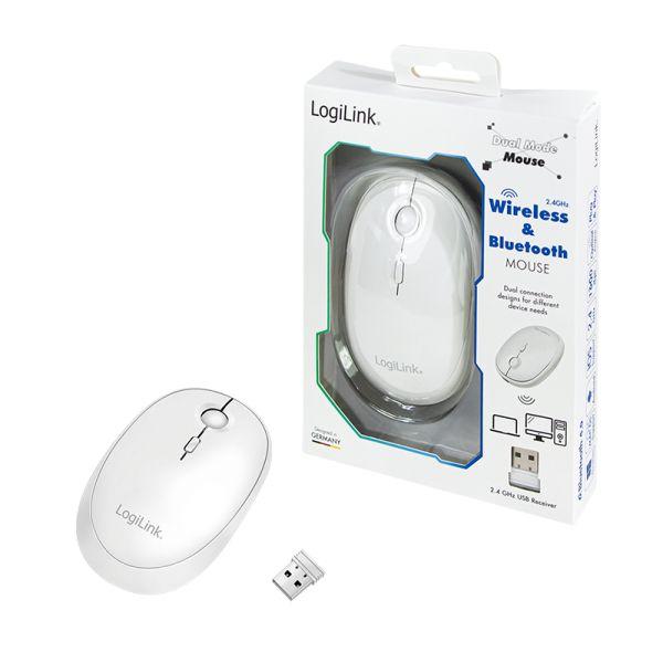 Rato LOGILINK ID0205 (Ambidestro - 1600 DPI - RF Wireless + Bluetooth - Branco) — miniatura 10