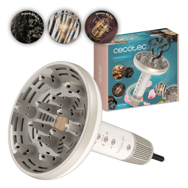 Secador de Cabelo CECOTEC DryGlam Waves & DryWare Nebula XXL (Bege)