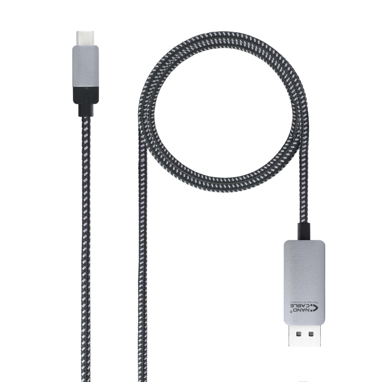 Cabo de Vídeo USB-C para DisplayPort NANOCABLE 10.15.5002 (1,8 m - USB Type-C macho - DisplayPort macho - Preto)