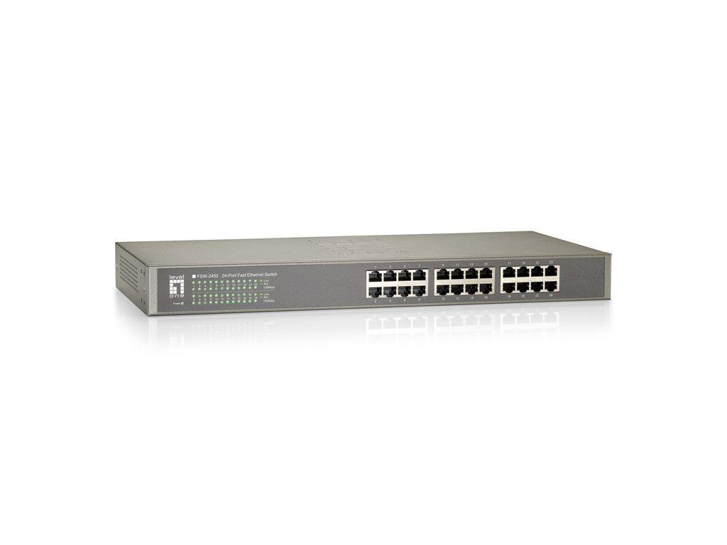 Switch de Rede Não Gerido LEVELONE FSW-2450 (Fast Ethernet - 0,16 MB - 4,8 Gbit/s - Preto)