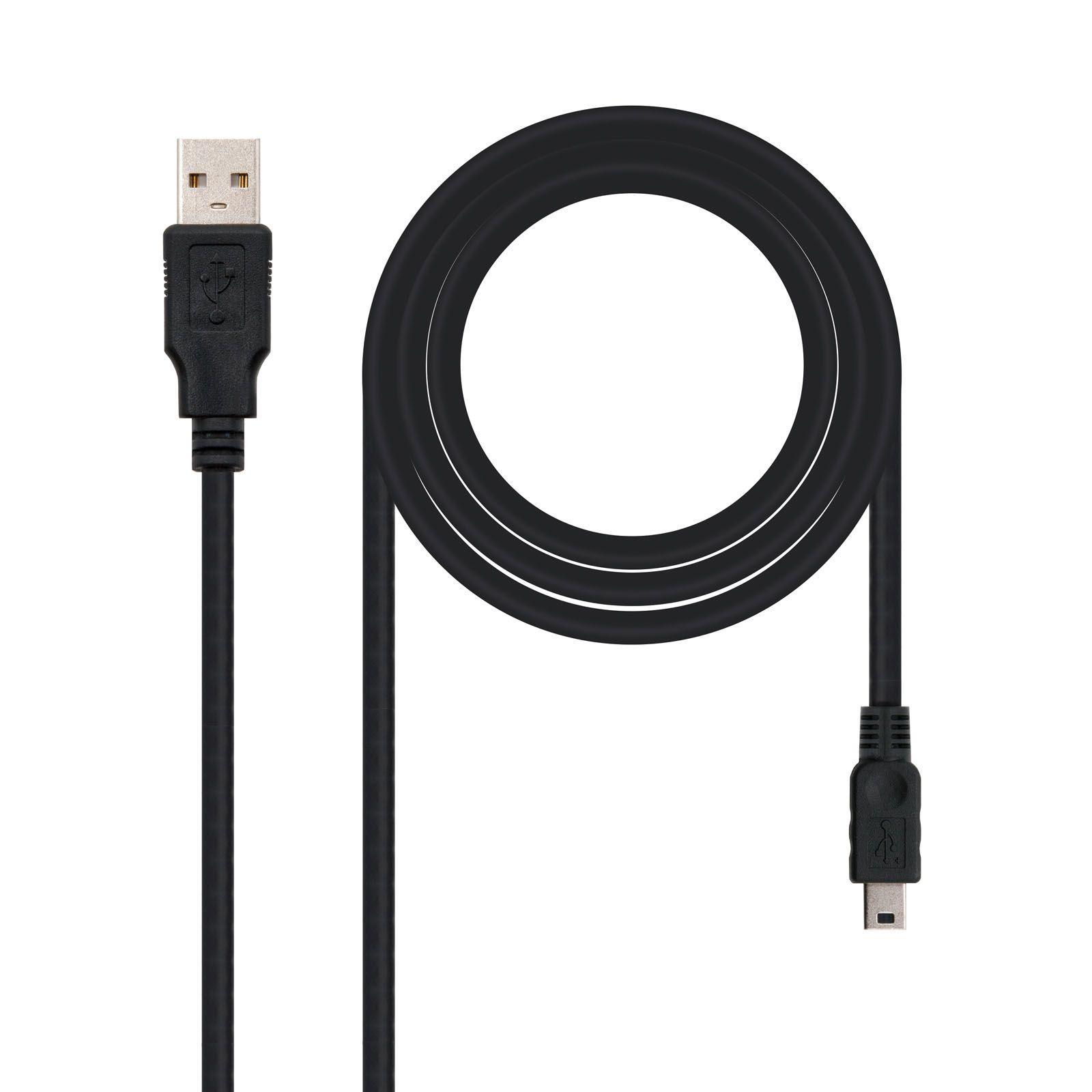 Cabo USB NANOCABLE 10.01.0402 (1,8 m - Mini-USB B - USB A - Preto)