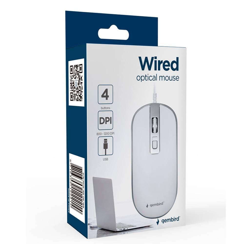 Rato GEMBIRD MUS-4B-06-WS (Ambidestro - 1200 DPI - Ótico - Prateado e Branco), miniatura 4