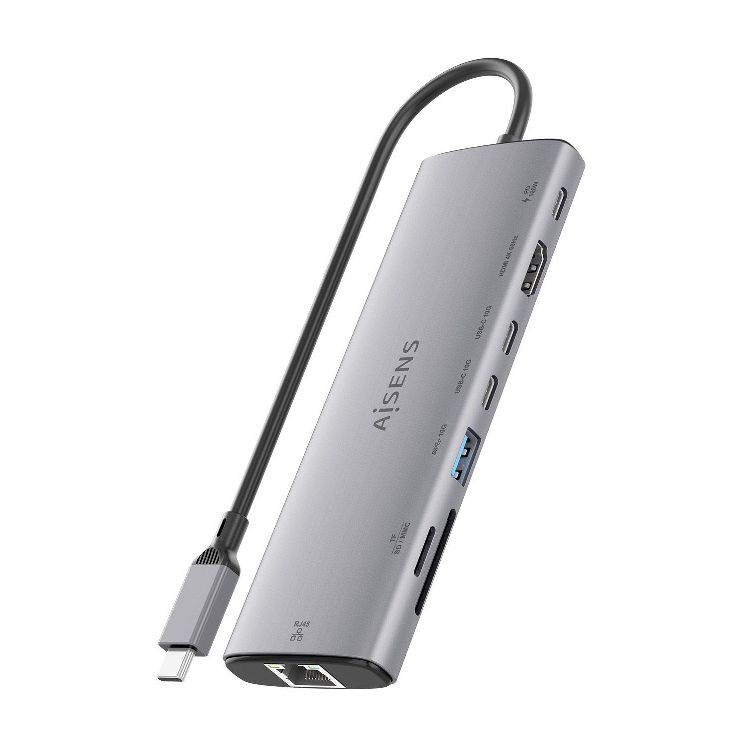 Dock USB-C AISENS ASUC-8P033-GR (0,2 m - Cinzento), miniatura 3