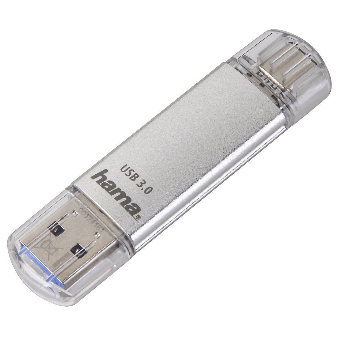 Pen USB HAMA C-Laeta (16 GB - USB Type-A / USB Type-C - 3.2 Gen 1 - Prateado)