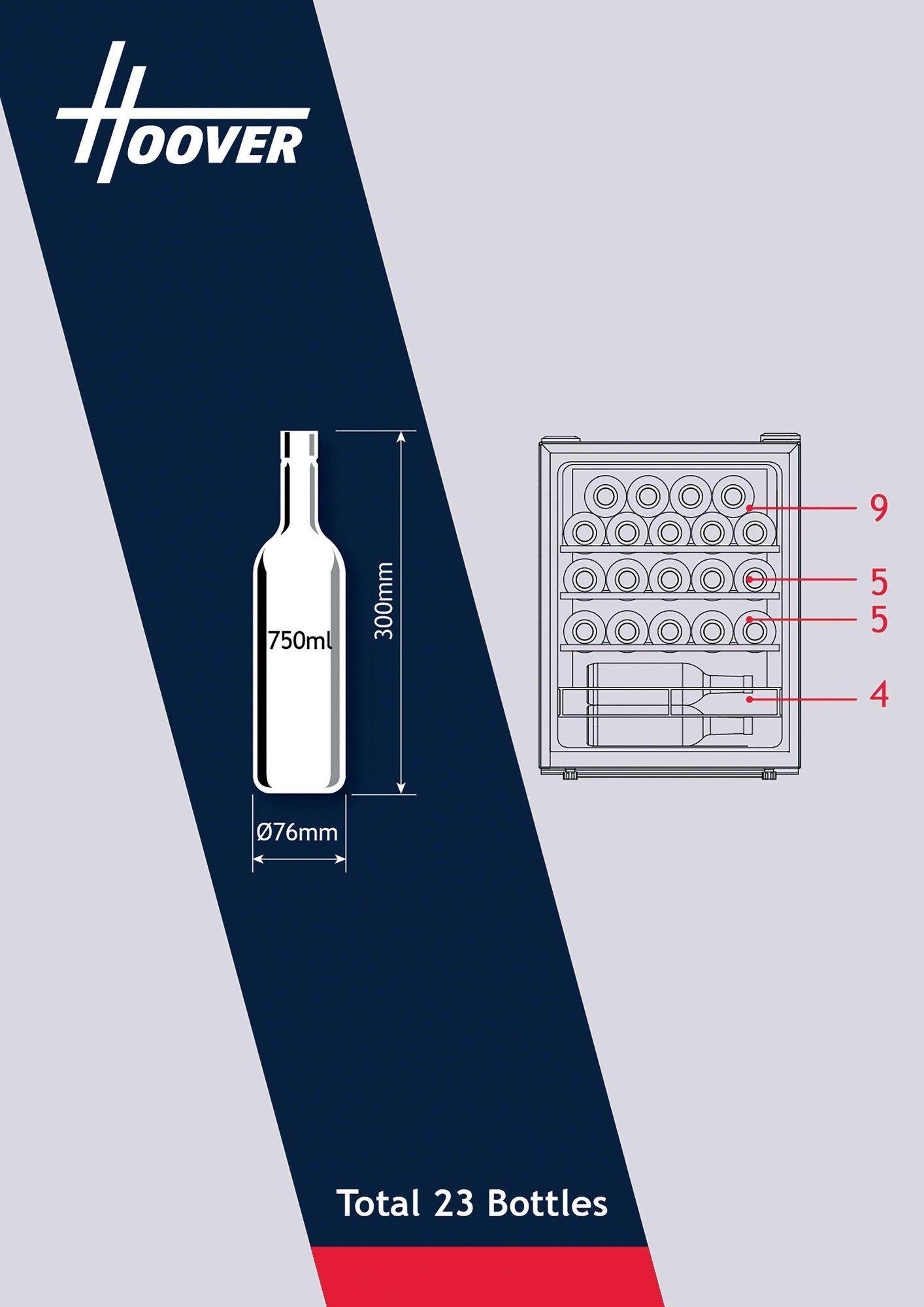 Cave de Vinhos Independente HOOVER HOWC023 (23 garrafas - 3 prateleiras - 62 l - Preto) — miniatura 12