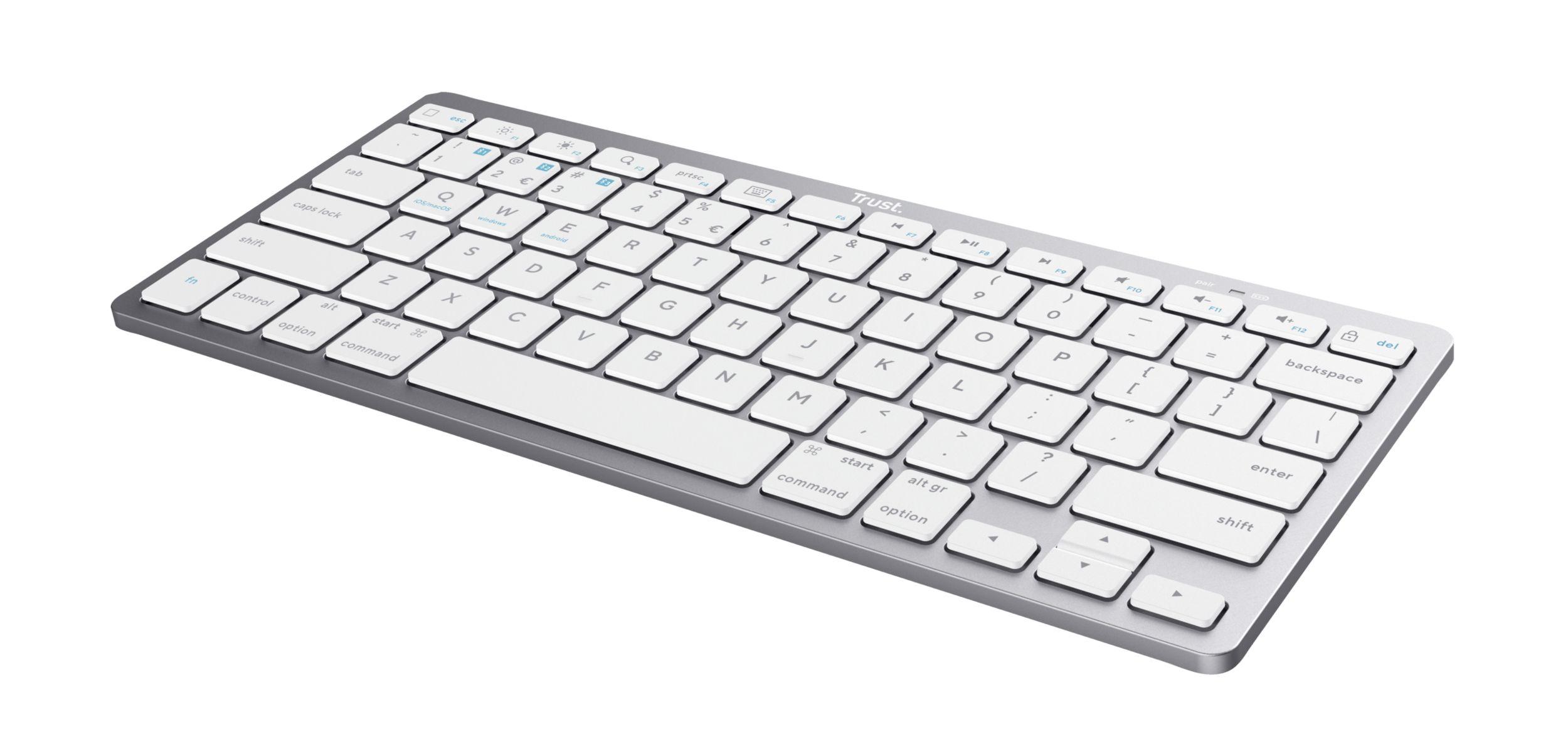 Teclado TRUST 24654 (Espanhol - Teclas de tesoura - Mini - Prateado e Branco) — miniatura 2