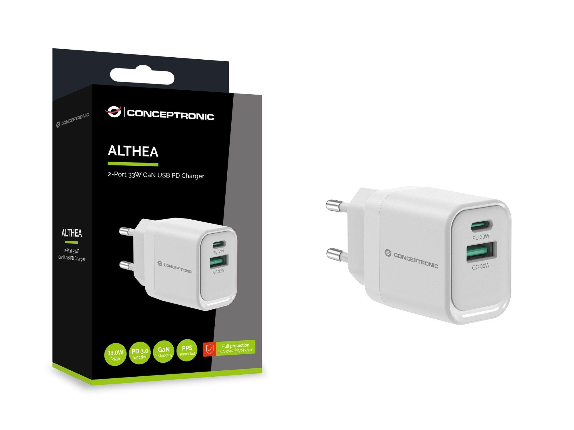Carregador de Parede CONCEPTRONIC ALTHEA19W33 (1x USB Tipo-C, 1x USB Tipo-A - SmartphonesTablets - AC - Branco), miniatura 4